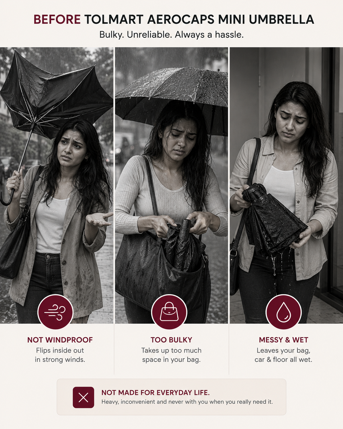 TolMart™ AeroCaps Pocket Folding Umbrella for Travel