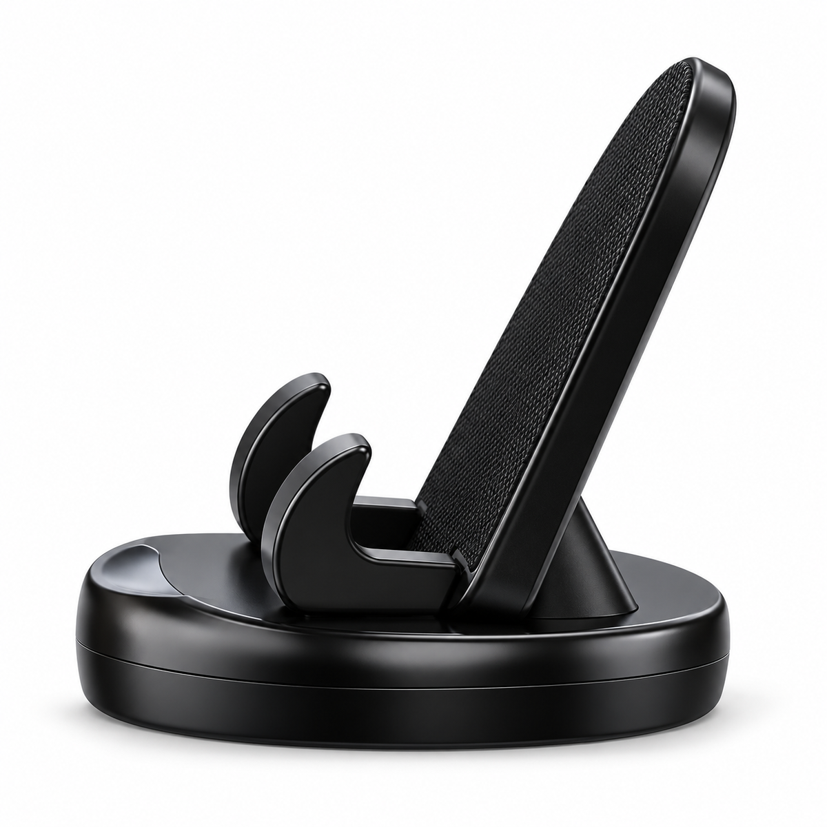 OrbitMount phone holder side angle showing rotating clip design