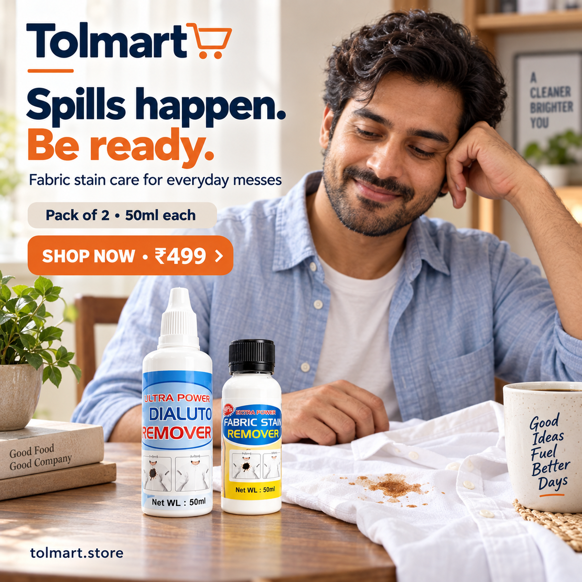 SpotAway Instant Fabric Stain Remover – Pack of 2 (50ml Each)