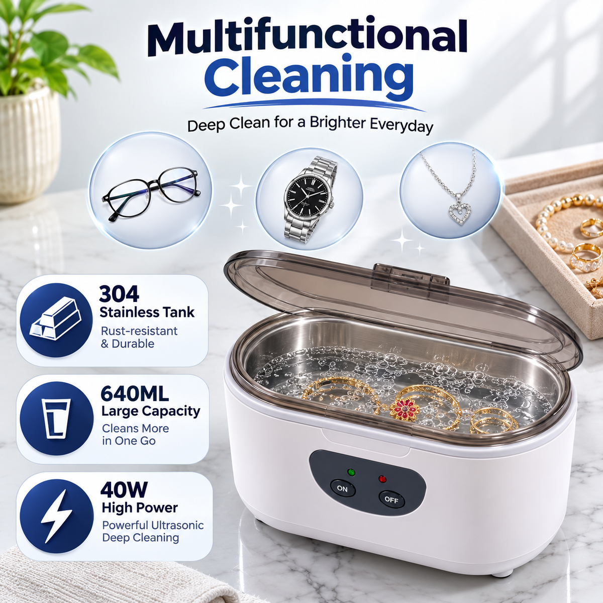 UltraGleam Ultrasonic Jewellery Cleaner