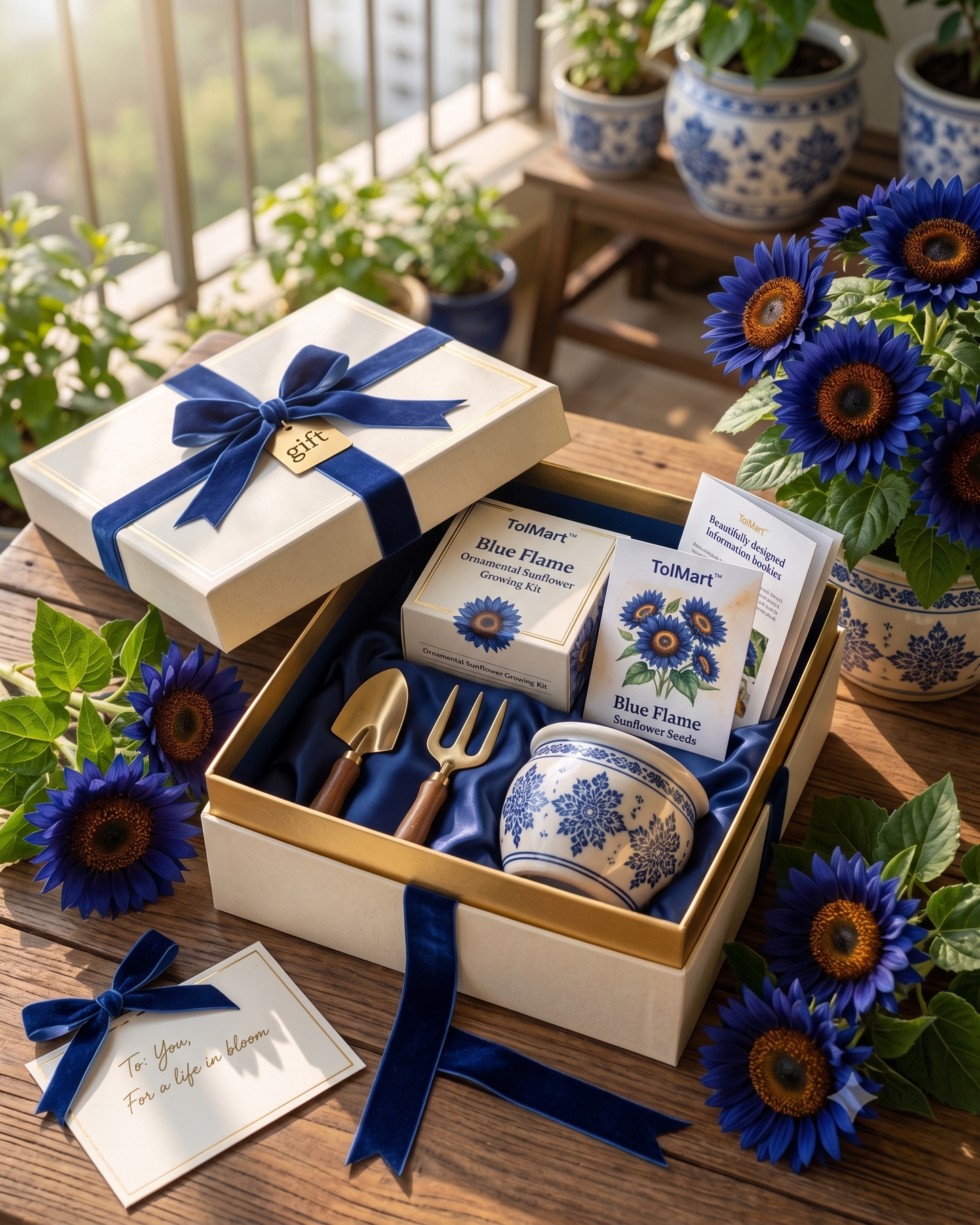 🌻 TolMart™ Blue Flame Ornamental Sunflower Growing Kit