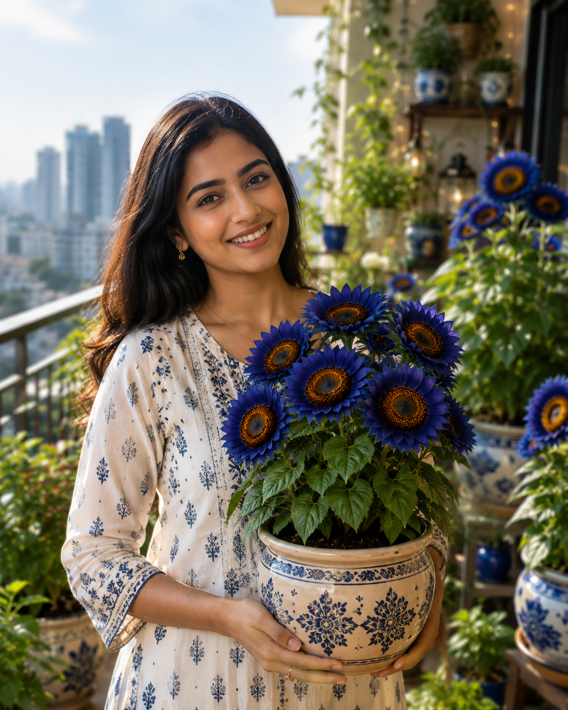 🌻 TolMart™ Blue Flame Ornamental Sunflower Growing Kit