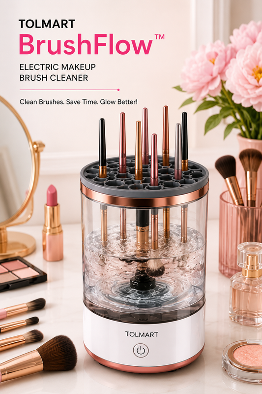 TOLMART BRUSHFLOW™ – ELECTRIC MAKEUP BRUSH CLEANER