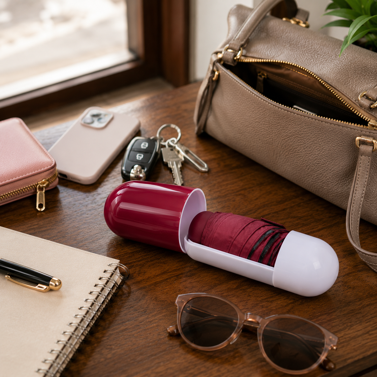 TolMart™ AeroCaps Pocket Folding Umbrella for Travel