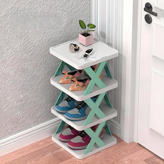 StackEase adjustable shoe rack stacked in bedroom closet